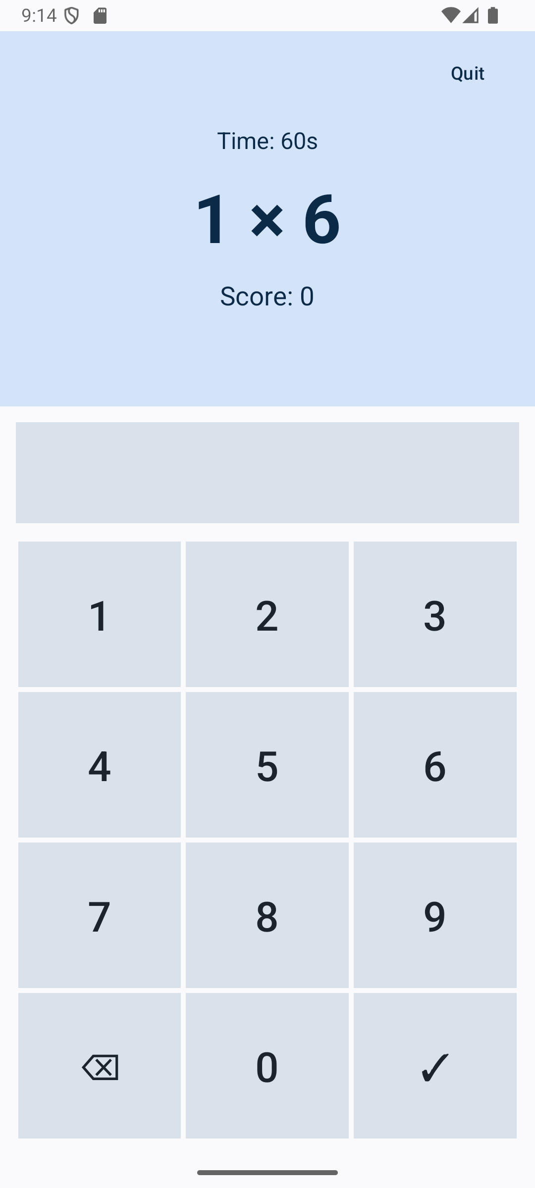 Blind keypad input mode with no multiple-choice options shown